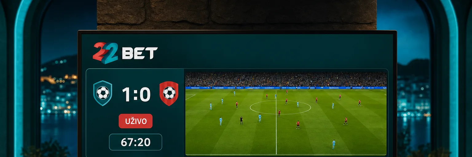 Klađenje uživo u 22Betu uz prijenos, vrijeme utakmice i koeficijente koji se mijenjaju